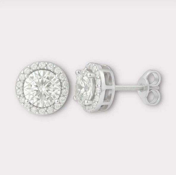 1 CT Halo Moissanite Earrings