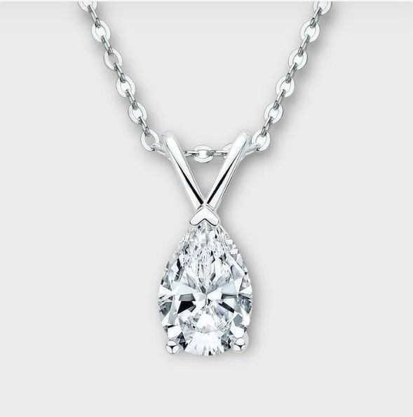 1 CT Pear Shaped Moissanite Necklace 