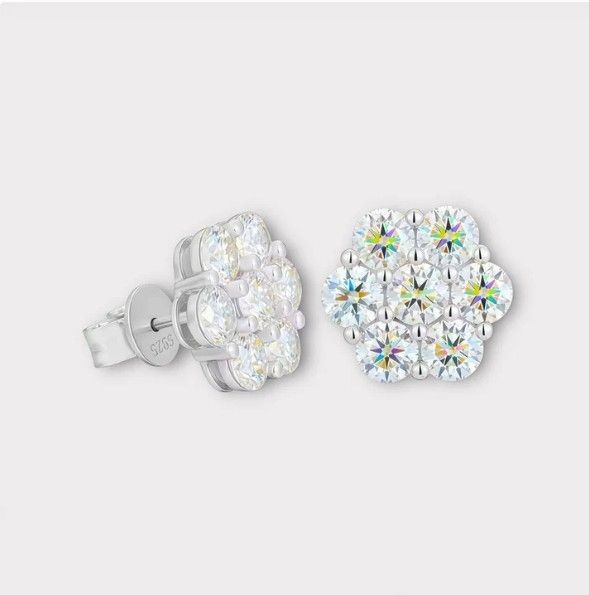 5.6mm Moissanite Flower Earrings