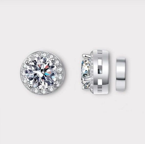 1 CT Moissanite Magnetic Halo Earrings